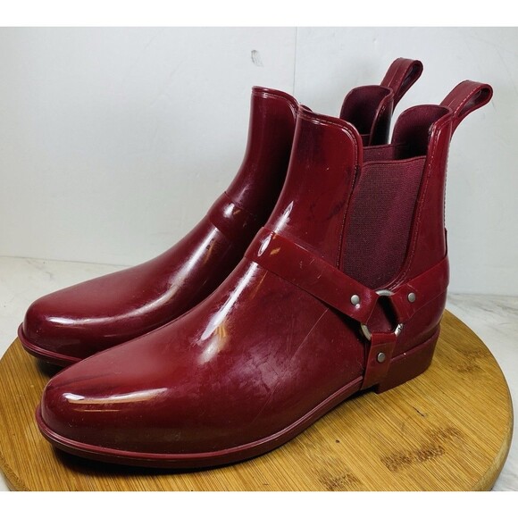 Lauren by Ralph Lauren Tricia Burgundy/ Red Rain Snow Rubber Boots Wellies Sz 10 - Picture 1 of 6